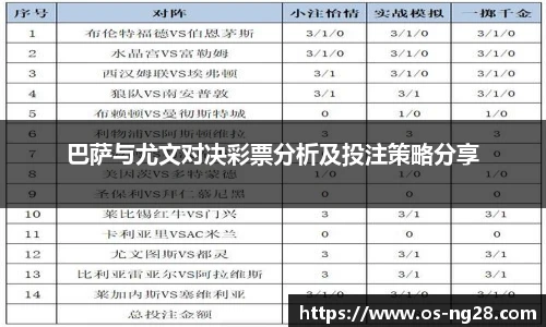 巴萨与尤文对决彩票分析及投注策略分享